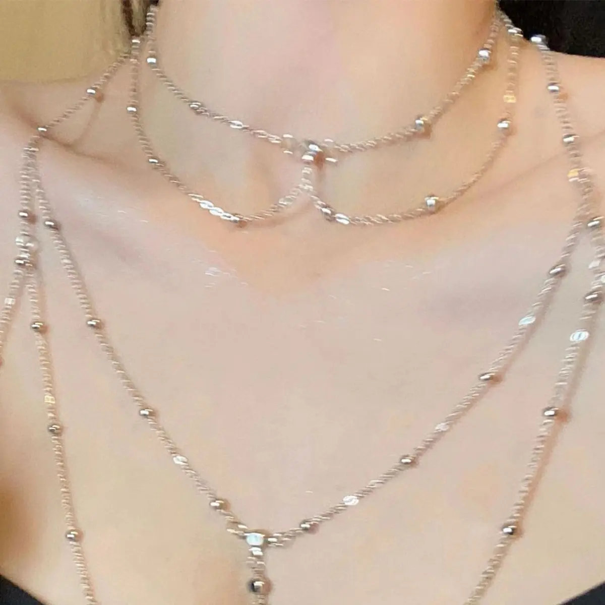 여성용 섹시한 미적 다층 스파클링 라인스톤 바디 체인, - Layered Pendant Necklace Aesthetic 리뷰 및 가격