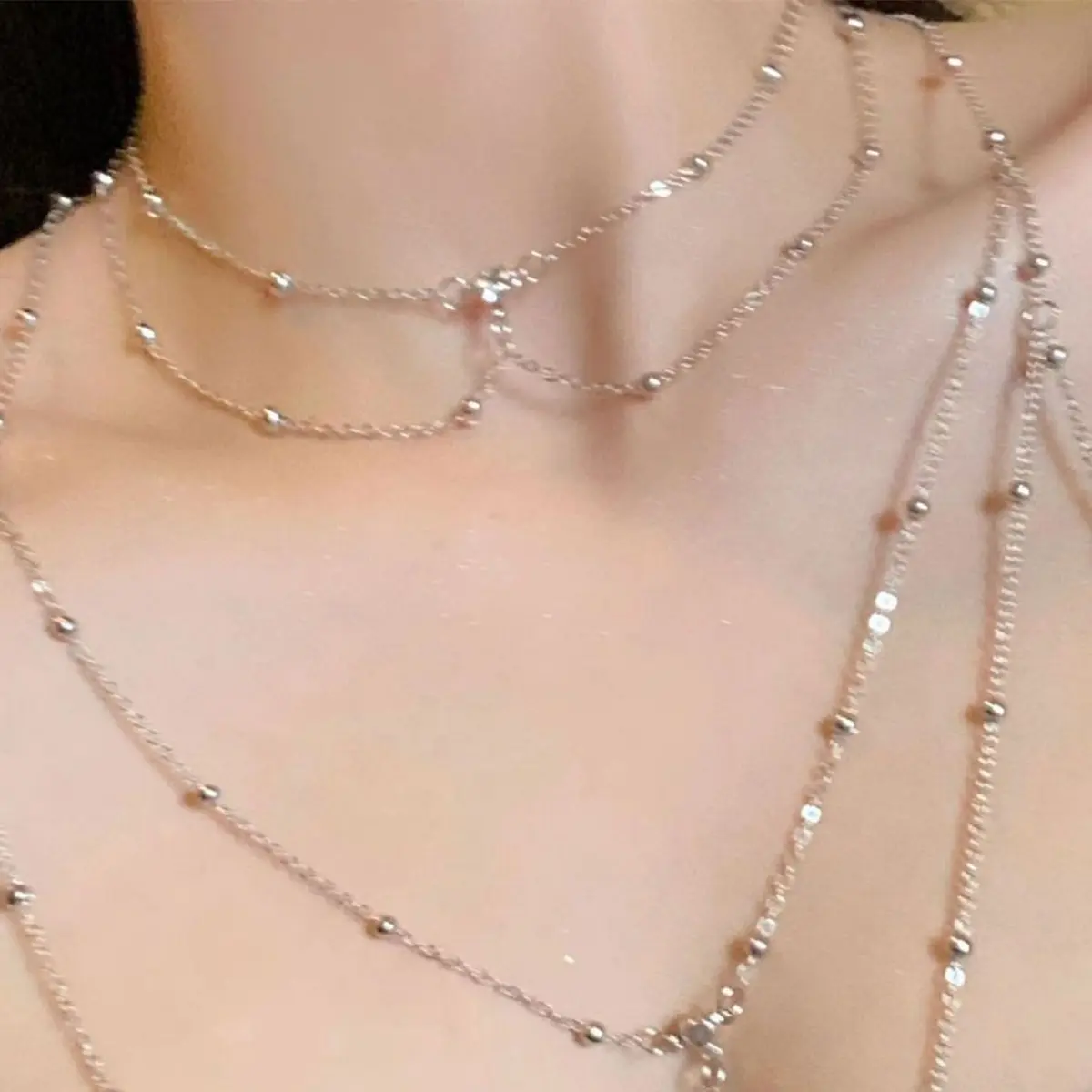 여성용 섹시한 미적 다층 스파클링 라인스톤 바디 체인, - Layered Pendant Necklace Aesthetic 리뷰 및 가격