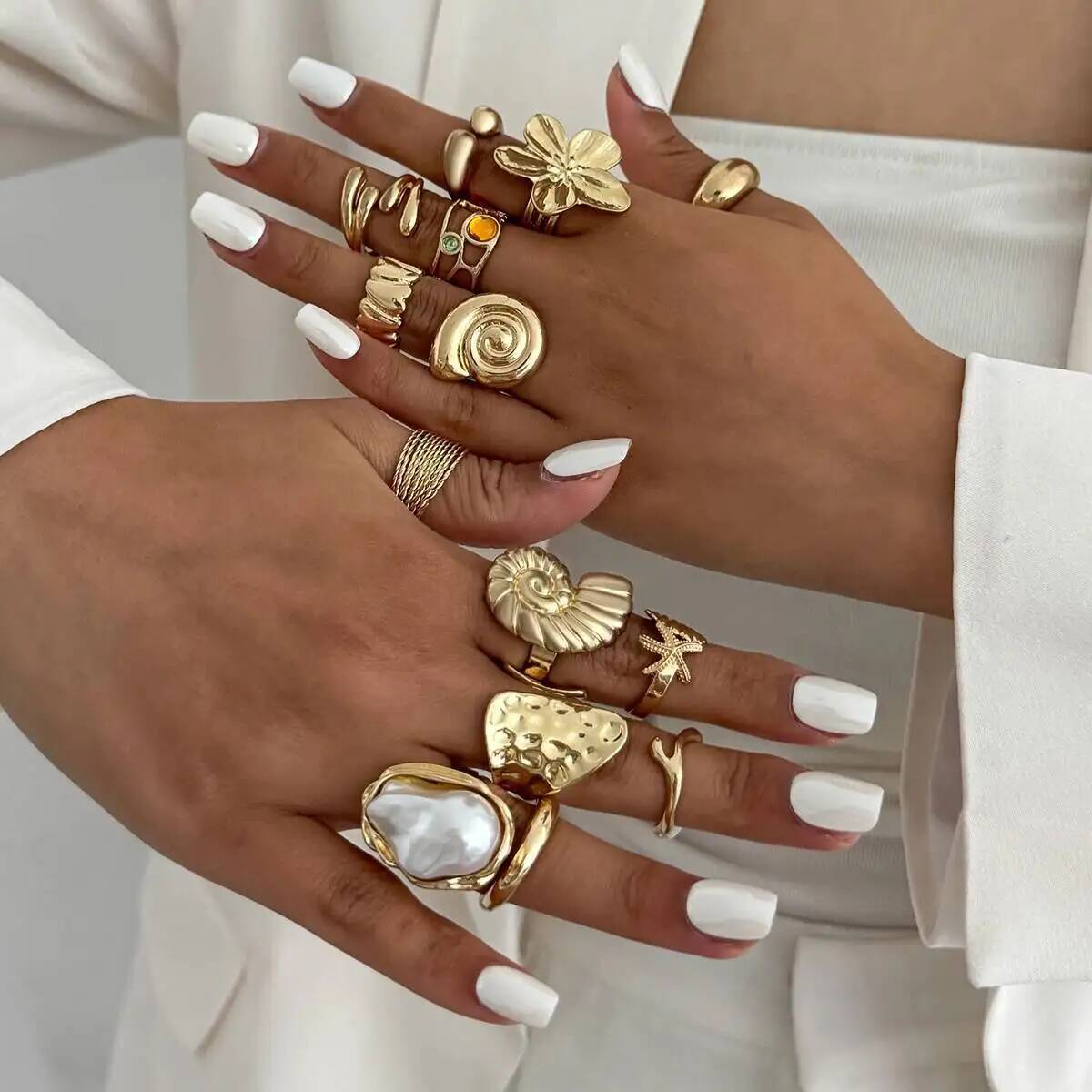 IngeSight.Z 14개 세트 힙합 창의적인 꽃 조 - Vintage Punk Knuckle Rings Set 리뷰 및 가격