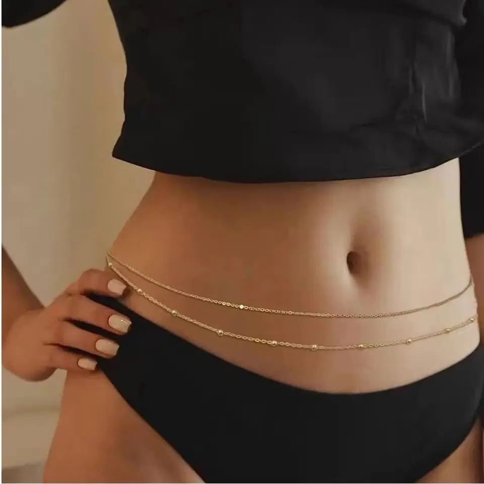여성을위한 힙합 더블 레이어 배꼽 체인 Y2K 골드 컬 - Body Jewelry 리뷰 및 가격