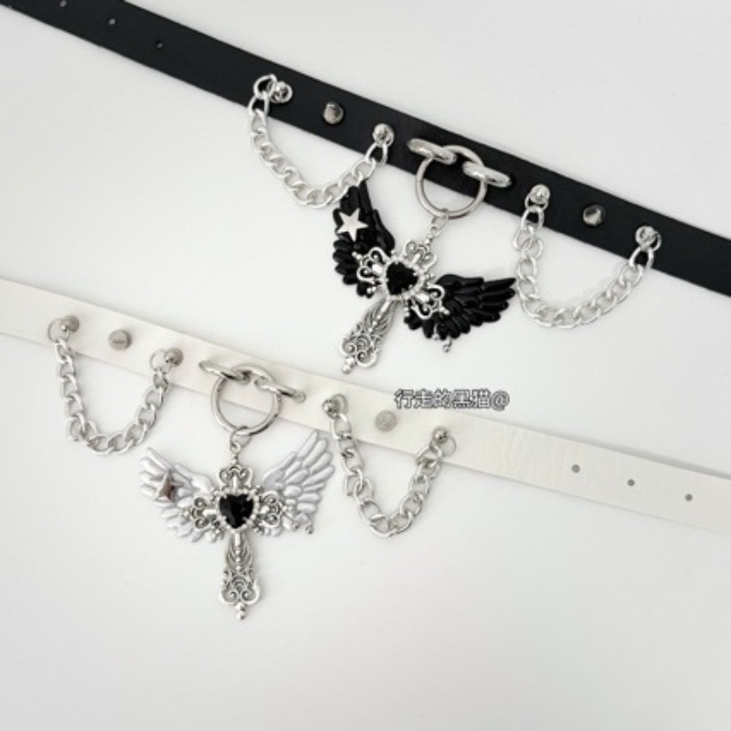 고딕 서브컬쳐 엔젤 윙 크로스 펜던트 스웨터 체인 여성 - Layered Pendant Necklace Aesthetic 리뷰 및 가격