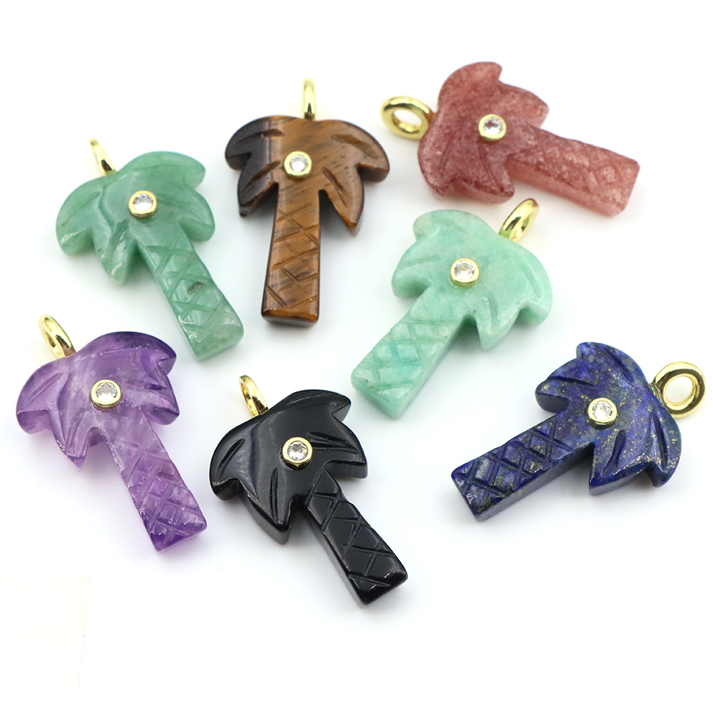 30mm 천연석 코코넛 나무 펜던트, 화이트 지르콘 크 - Crystal Pendant Necklace Natural Stone 리뷰 및 가격