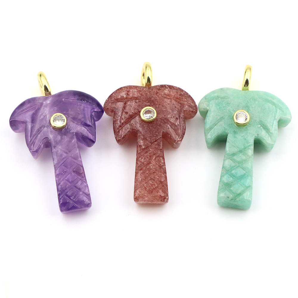 30mm 천연석 코코넛 나무 펜던트, 화이트 지르콘 크 - Crystal Pendant Necklace Natural Stone 리뷰 및 가격