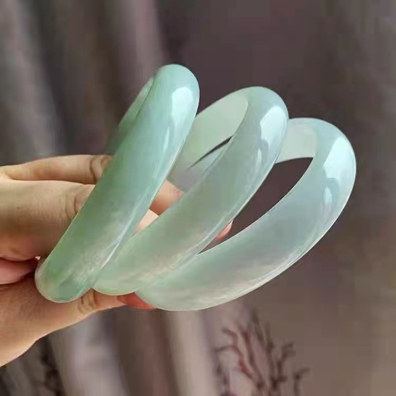 꽃무늬가 있는 천연 진짜 옥 팔찌, 여성용 A급 비취  - Bracelets 리뷰 및 가격