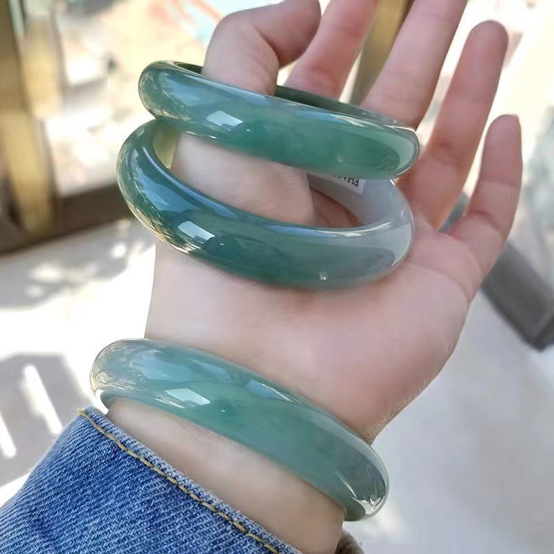꽃무늬가 있는 천연 진짜 옥 팔찌, 여성용 A급 비취  - Bracelets 리뷰 및 가격