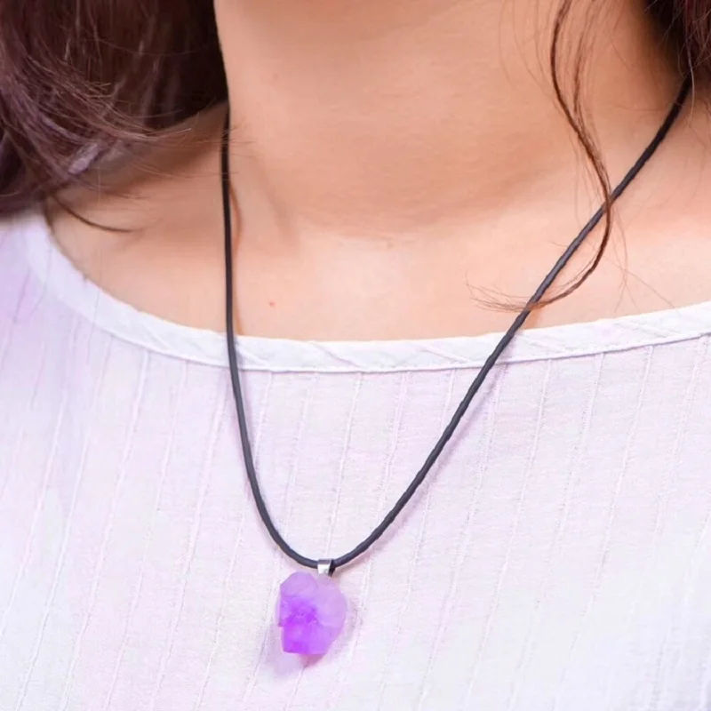 천연 자수정 꽃 목걸이 Reiki 치유 돌 불규칙한 모 - Crystal Pendant Necklace Natural Stone 리뷰 및 가격