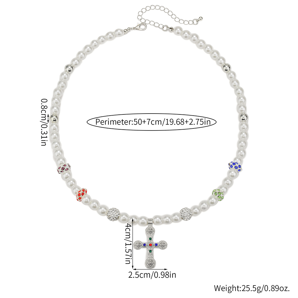 스팀펑크 컬러풀 크리스탈 십자가 예수 펜던트 초커 목걸 - Pearl Choker Necklace Vintage 리뷰 및 가격