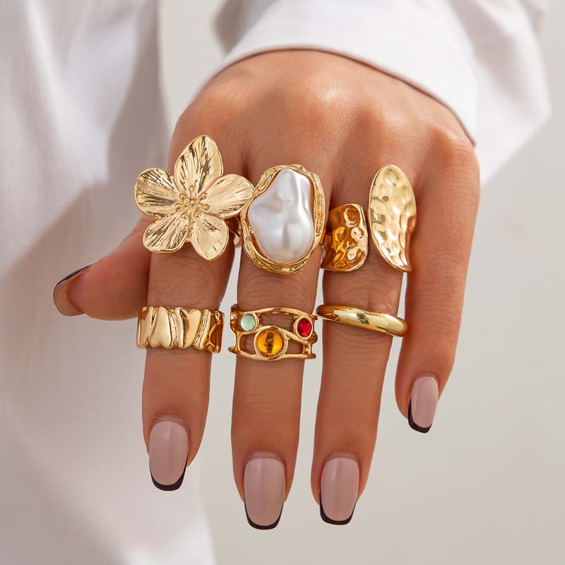 6개/세트 빈티지 메탈 플라워 링 세트 여성용 펑크 우 - Vintage Punk Knuckle Rings Set 리뷰 및 가격