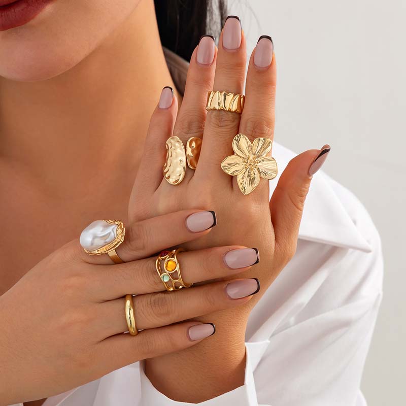 6개/세트 빈티지 메탈 플라워 링 세트 여성용 펑크 우 - Vintage Punk Knuckle Rings Set 리뷰 및 가격