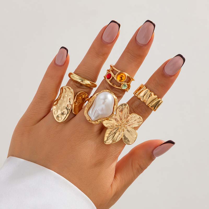 6개/세트 빈티지 메탈 플라워 링 세트 여성용 펑크 우 - Vintage Punk Knuckle Rings Set 리뷰 및 가격
