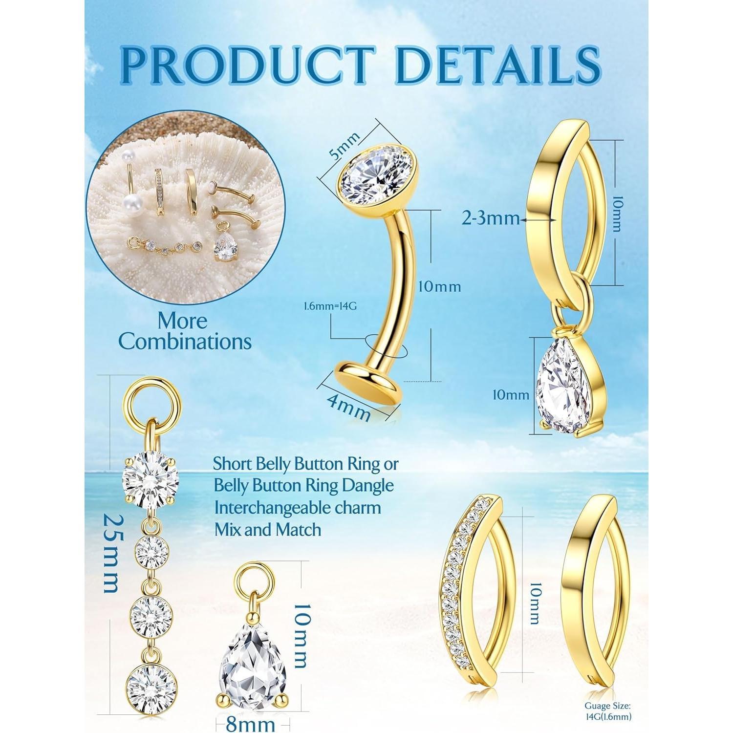 10-12mm 플로팅 배꼽 링 저자극성 수술용 스테인리 - Body Jewelry 리뷰 및 가격