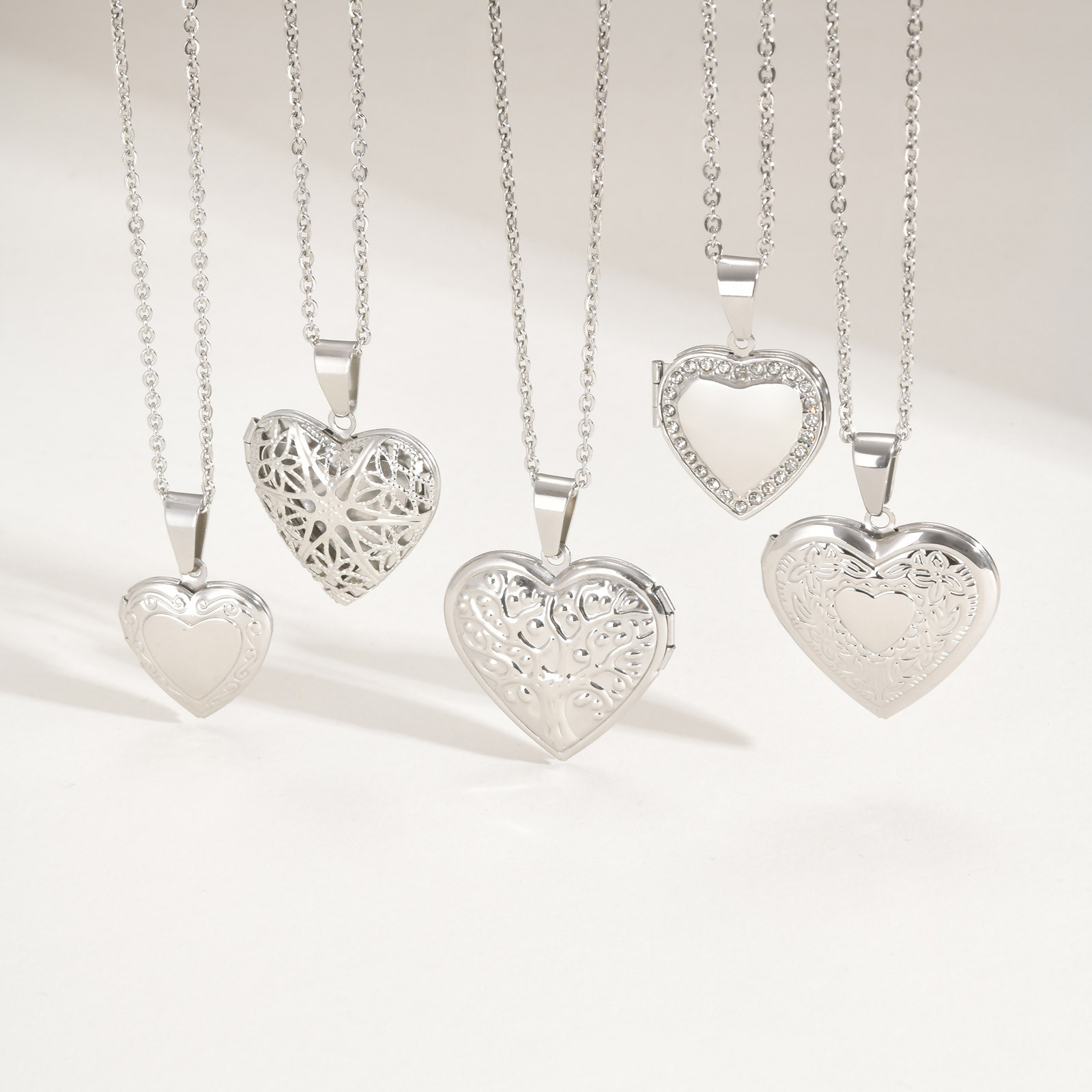 Vnox 결코 실버 컬러 스테인레스 스틸 여성 로켓 펜 - Heart Locket Necklace Photo 리뷰 및 가격