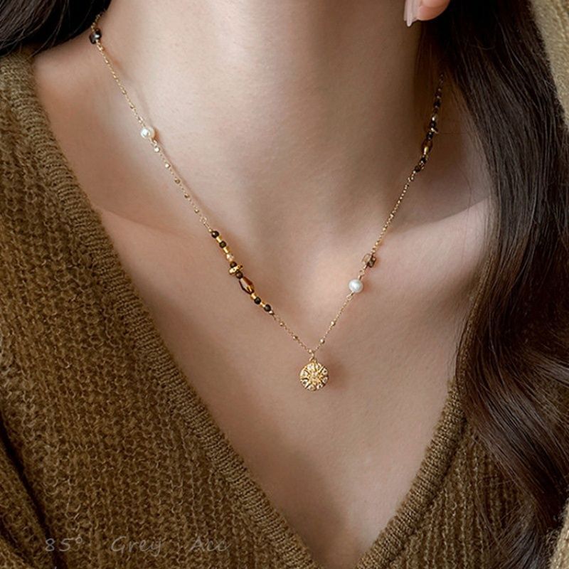 패션 브라운 천연석 펜던트 목걸이 미적 감각의 주얼리  - Layered Pendant Necklace Aesthetic 리뷰 및 가격