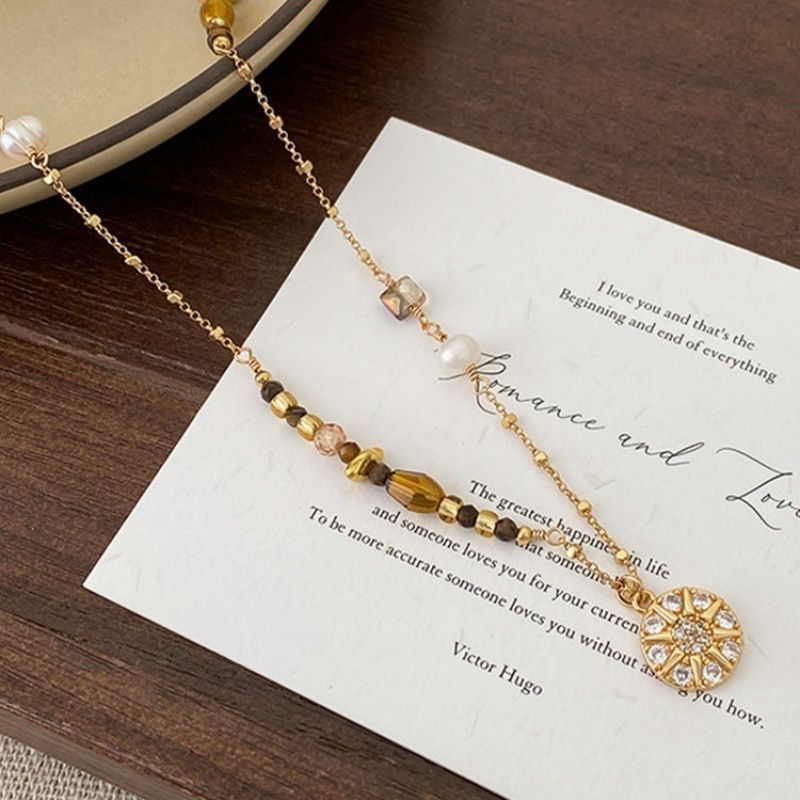 패션 브라운 천연석 펜던트 목걸이 미적 감각의 주얼리  - Layered Pendant Necklace Aesthetic 리뷰 및 가격