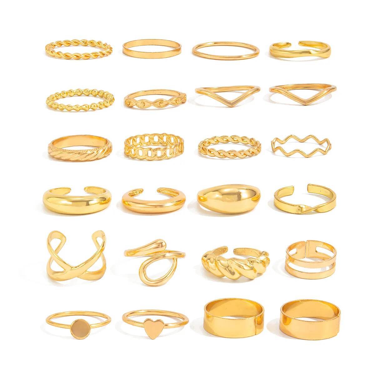 시신 24개/세트 트렌디한 불규칙 기하학 오픈 링 여성 - Vintage Punk Knuckle Rings Set 리뷰 및 가격